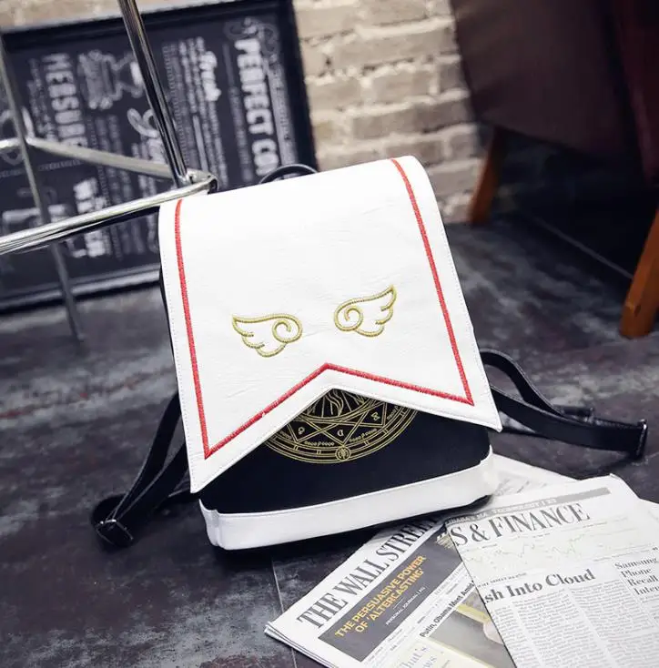 Женский рюкзак из ПУ кожи с крыльями ангела аниме картами Captor SAKURA Kawaii мини