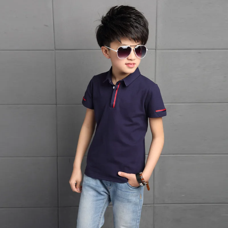 Большой Обувь для мальчиков Мужские Поло рубашка дети хлопковые рубашки детская