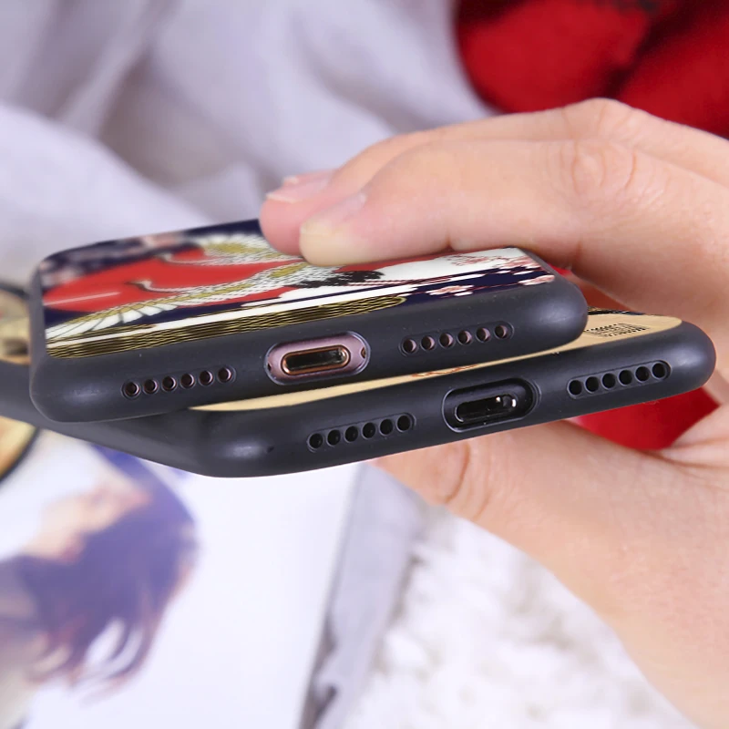 Японский художественный чехол для iPhone 6 6s 7 8 Plus X XR XS Max Мягкий Роскошный ТПУ