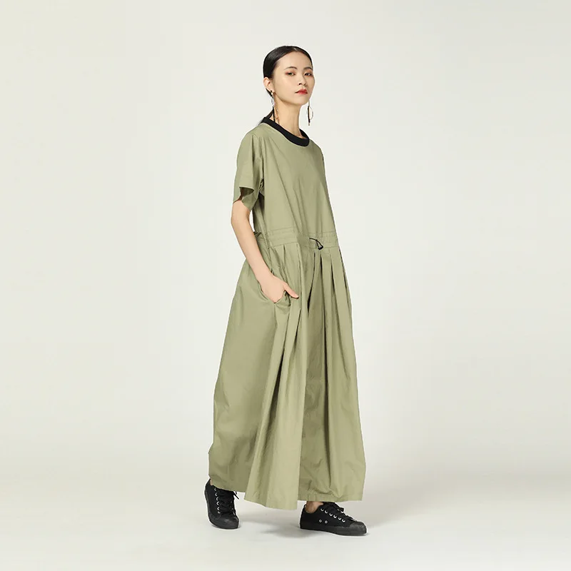 LANMREM/2019 новый летний модный женский комбинезон с круглым вырезом и короткими