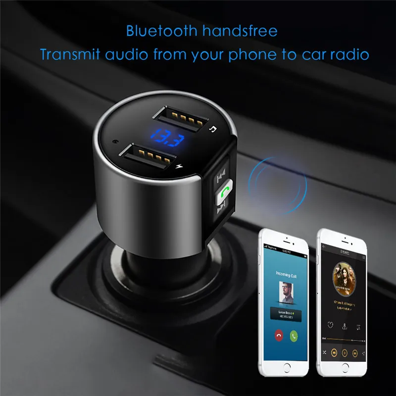 Беспроводной FM передатчик Bluetooth Car MP3 музыкальный плеер Радио модулятор с двумя USB