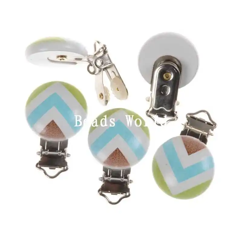 5 шт. белый круглый деревянный узор в полоску детская пустышка на цепочке с