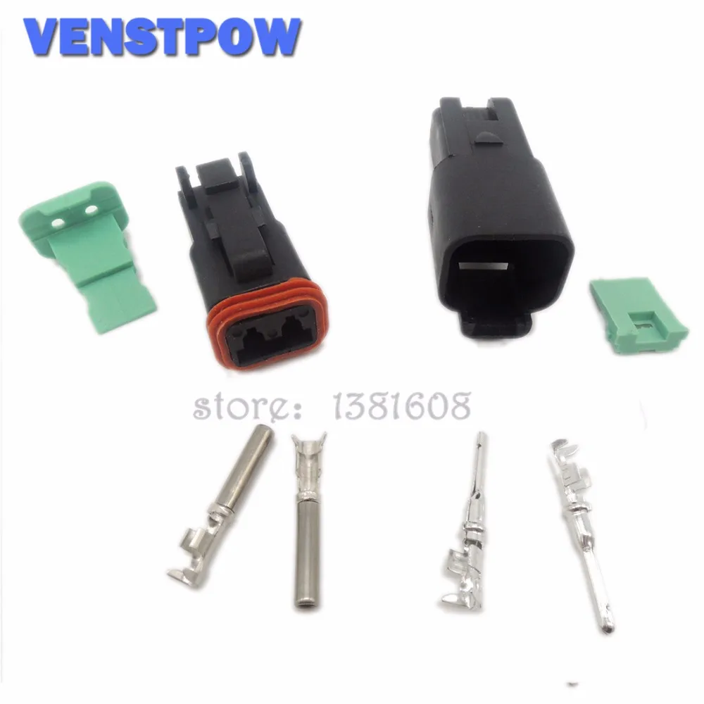 

10 Sets Black Deutsch DT06/DT04 2 Pin Waterproof Electrical Wire Connector Plug Kit 22-16AWG for Car Bus Motor Truck