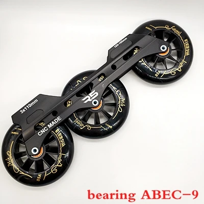 Скоростные коньки рама 3x110 мм с колесами ABEC-7 подшипником - Цвет: with black wheel