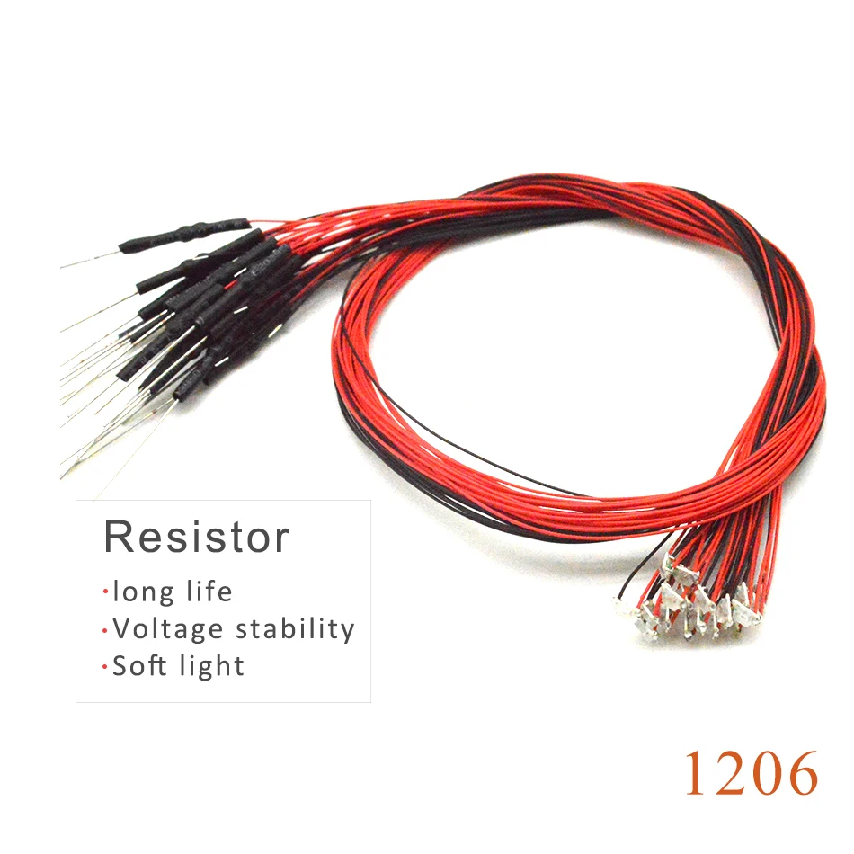 

20pcs with 1.5K resistor 1206 SMD model train HO N OO scale Pre-soldered micro litz wired LED leads