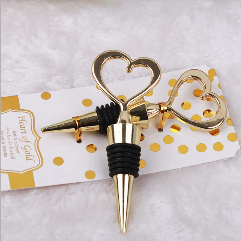 

Red wine Stopper "Heart of Gold" Bottle Stopper 10pcs wedding favor and gift