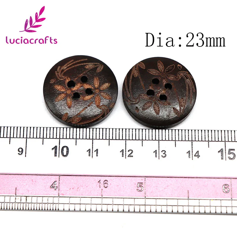 24pcs Lucia crafts букет невесты 6 штук в партии 24 шт. 23 мм с 4 отверстиями круглые деревянные пуговицы лазерной маркировки DIY пуговица из натурального дерева Костюмы аксессуары E0216 - Цвет: 24pcs