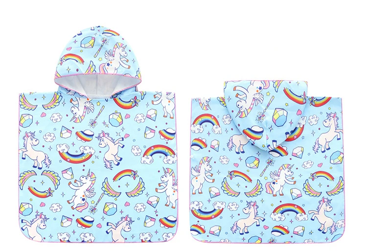 Дети Unicorn; накидка с капюшоном; Детские костюмы для плавания; Путешествия быстросохнущая банные халаты для мальчиков и для девочек, пончо, серфинг плавание спорт, фитнес, тренажерный зал Полотенца