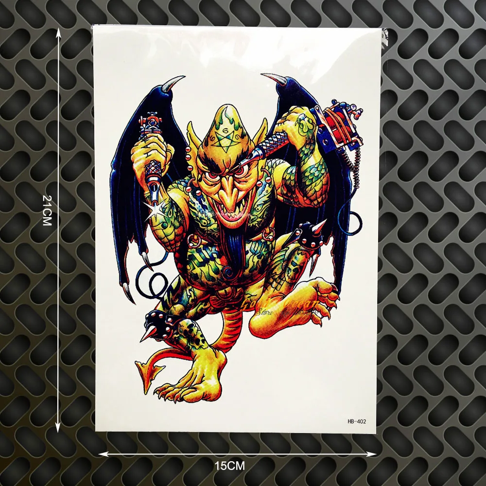 1PC Long Lasting Cool Batman Monster Temporary Tattoo Water Transfer Body Art Arm Sleeve GHB-402 Men Bat Wings Fake Flash | Красота и