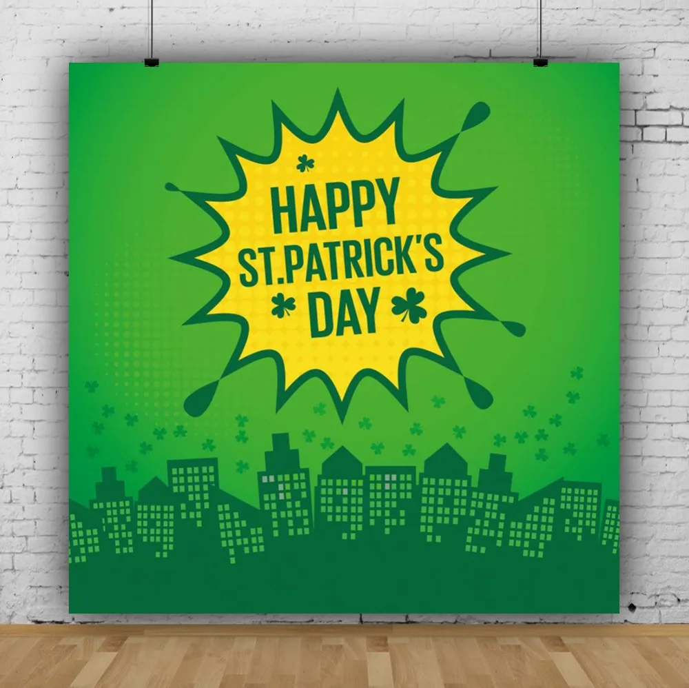 Laeacco Happy St. Patrick's Day Green Shamrocks Baby Portrait Natural Scene Photo Backgrounds Photography Backdrops Studio |