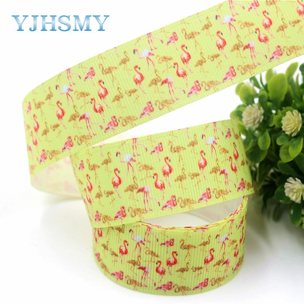 YJHSMY D-17811-712 10 ярдов 25 мм Фламинго печатных grosgrain ленты DIY ручной работы аксессуары