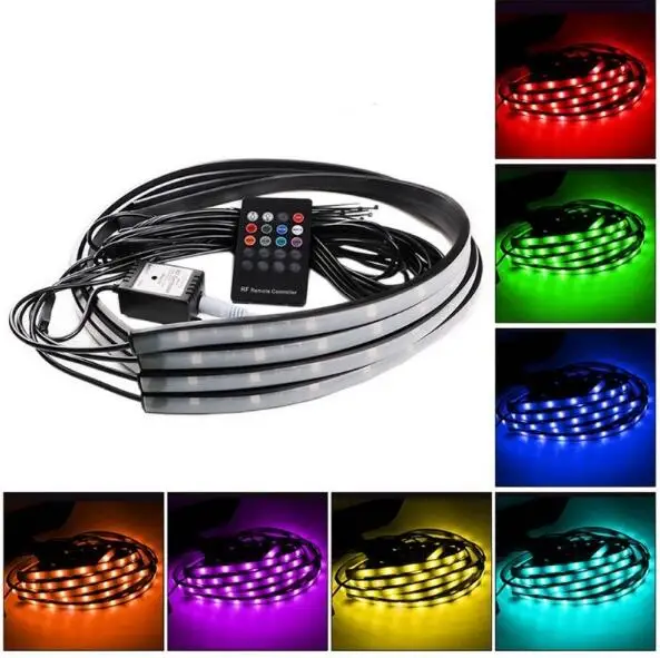 RGB светодио дный неоновый свет Газа под автомобилей Tube Underglow днища Glow Системы