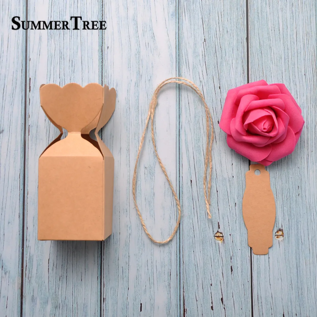10 шт. ваза из крафт бумаги конфетные коробки DIY винтажная Мешковина Подарочная