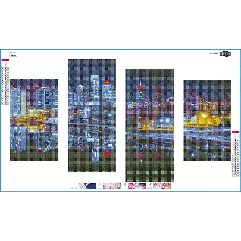 5D Diy Diamond Painting Embroidery Mosaic Cross Stitch 5pieces combination City view Home Decor | Дом и сад