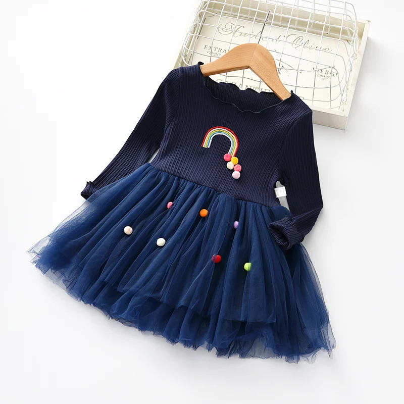 BibiCola 2020 girls fashion dress spring autumn new children long sleeve mesh party for kids cotton princess | Детская одежда и