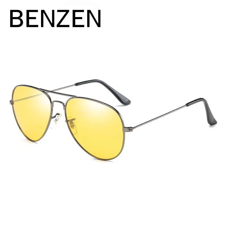 

BENZEN Night Driving Glasses Yellow Sunglasses Men Avaition Male Sun Glasses Driver Driving Mirror Glasses With Case 9219
