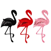 flamingo embroidery lace applique paillette fabric sew on sweater clothes patch stickers t shirt diy decoration