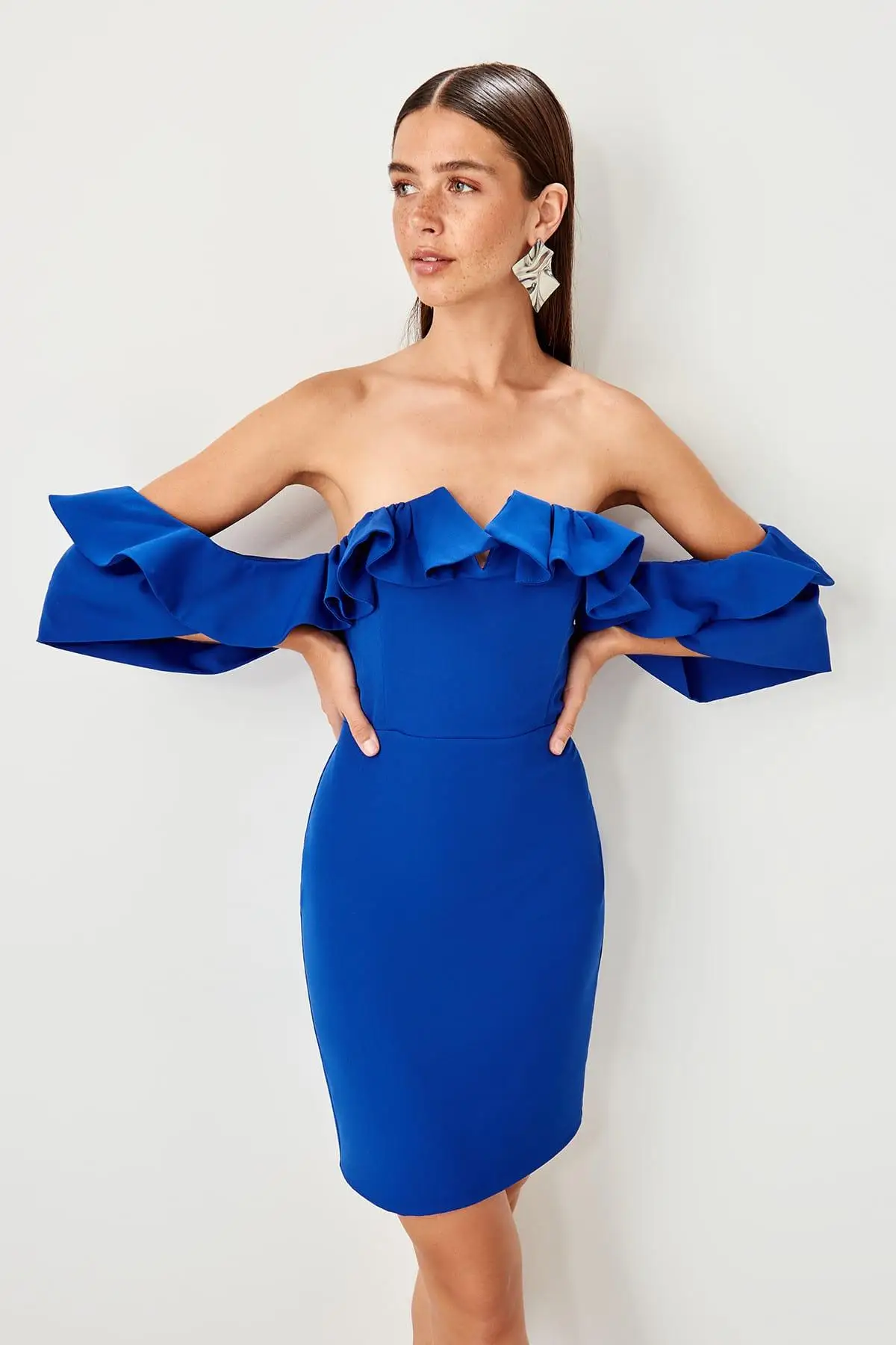 Trendyol Saks платье с воротником TPRSS19UT0205 | Женская одежда