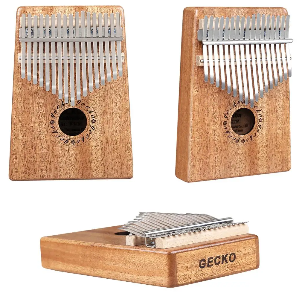 GECKO 17 ключ калимба палец пианино из красного дерева Mbira Keyborad инструмент с сумкой тюнинг молоток наклейки K17M