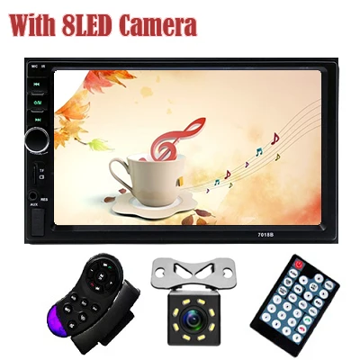 with 8LED camera Авторадио Мультимедиа MP5 плеер " сенсорный экран Bluetooth 2 Din автомагнитола USB TF FM Поддержка резервная камера Авто аудио стерео - Цвет: with 8LED camera