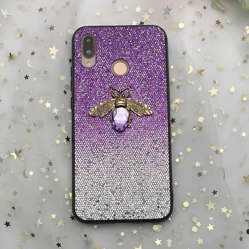 Purple Bee С сияющими блестками 3D пчелки чехол для samsung Galaxy S10 S9 S8 A8 A6 плюс S7 край A9 A7 J8 J5 J7 J3 J2 A5 A3 A7 Note 9 8 A8S - Цвет: Purple Bee
