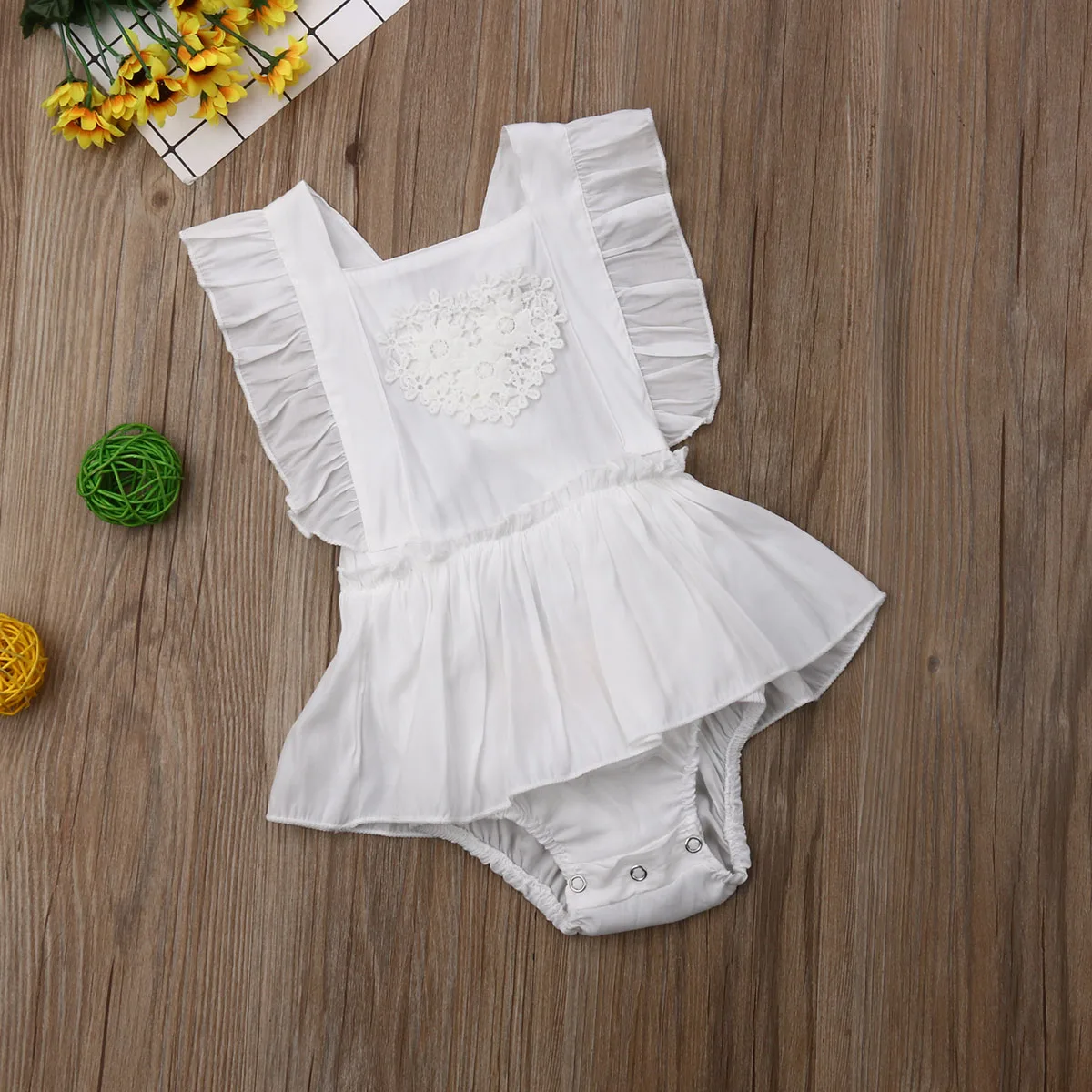 New Infant Baby Girl Ruffled Sleeves Romper Jumpsuit Outfits Summer Sunsuit Clothes |