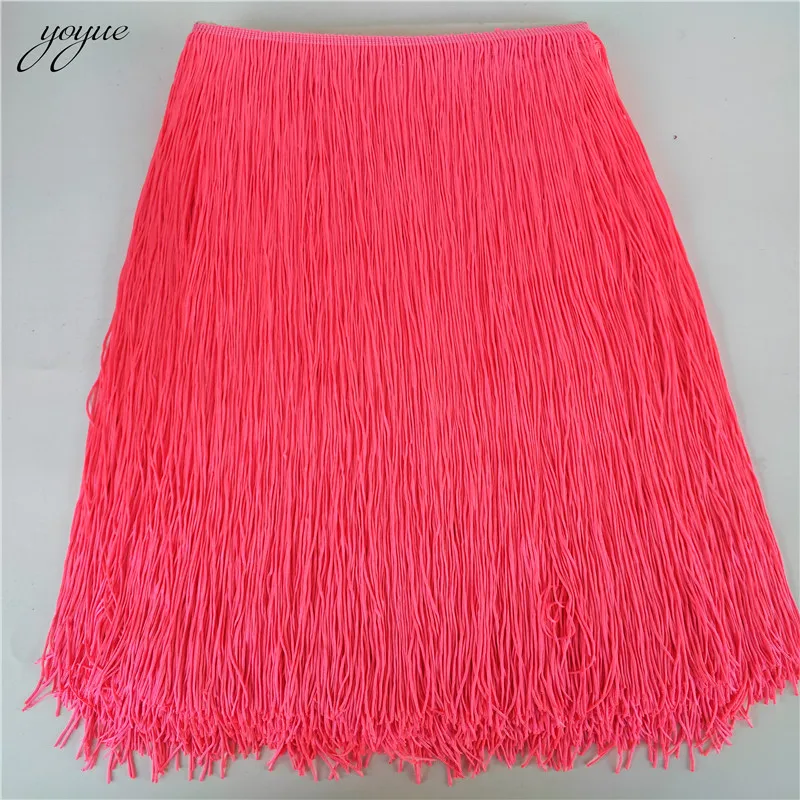 Peach red YOYUE 10 ярдов/партия 50 см широкая кружевная бахрома отделка кисточка бахрома отделка для DIY латинское платье сценическая одежда аксессуары кружевная лента - Цвет: Peach red