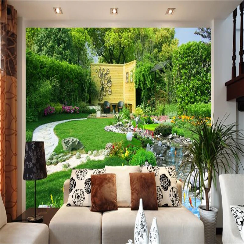 beibehang 3d custom photo wallpaper wall murals stickers Garden river landscape background painting | Обустройство дома
