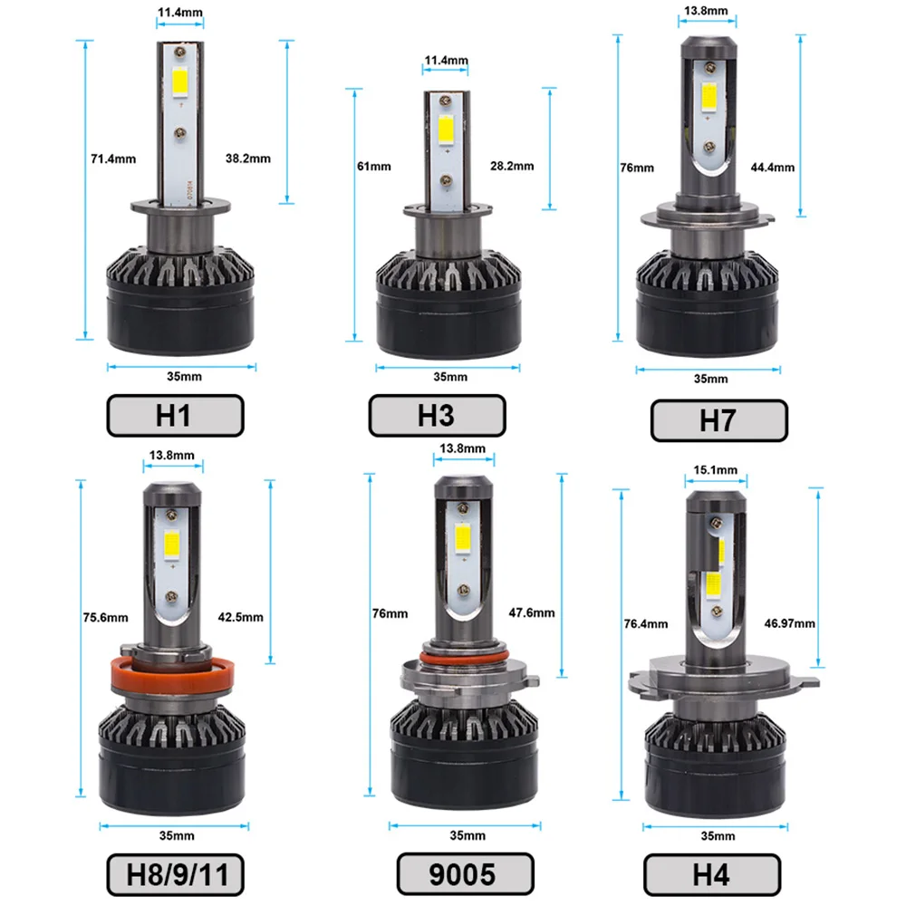 YHKOMS H4 H7 светодиодный лампы H1 H3 H8 H9 H11 9005 HB3 9006 HB4 CSP Авто головного средства ухода за