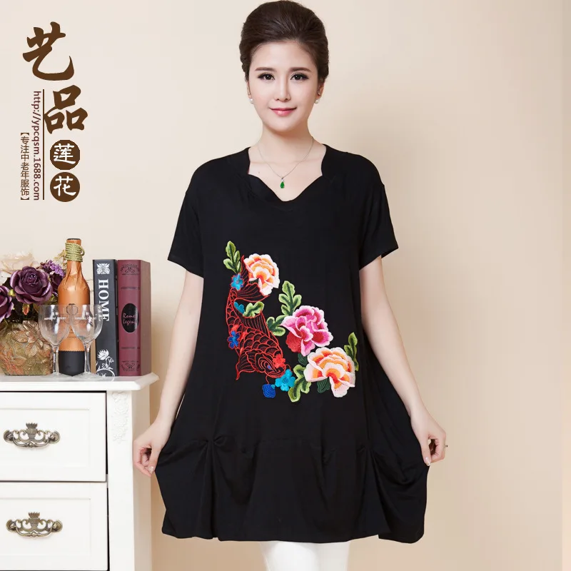 Женская свободная куртка с вышивкой футболка коротким рукавом обхват груди 156 см