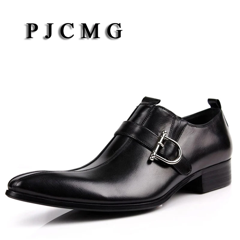 2017 New Fashion Men Oxford Casual  Genuine Leather Business Buckle Pointed Toe Office & Career Men s Sapatos Shoes