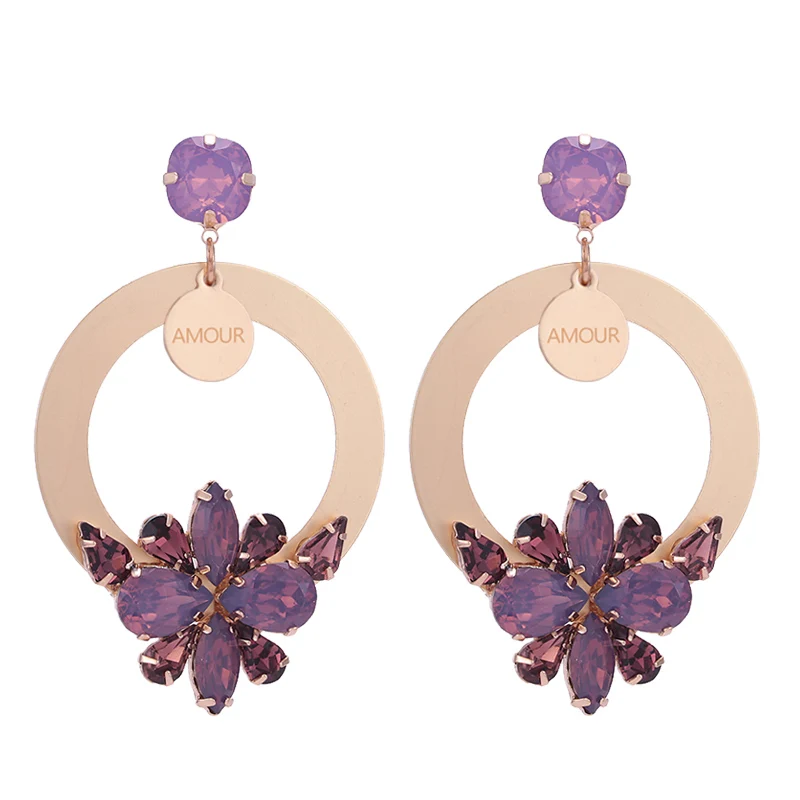 Sehuoran Luruxy коврики золото Pendients большой серьги для женщин Aretes Brincos себе бренд Oorbellen модные украшения - Окраска металла: Purple