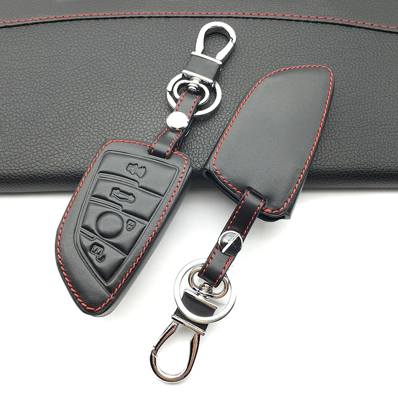 

Top layer leather Genuine Leather key cover case for X1 X5 X6 218i F48 2018 525i M760Li 740li 730 4 buttons remote control shell