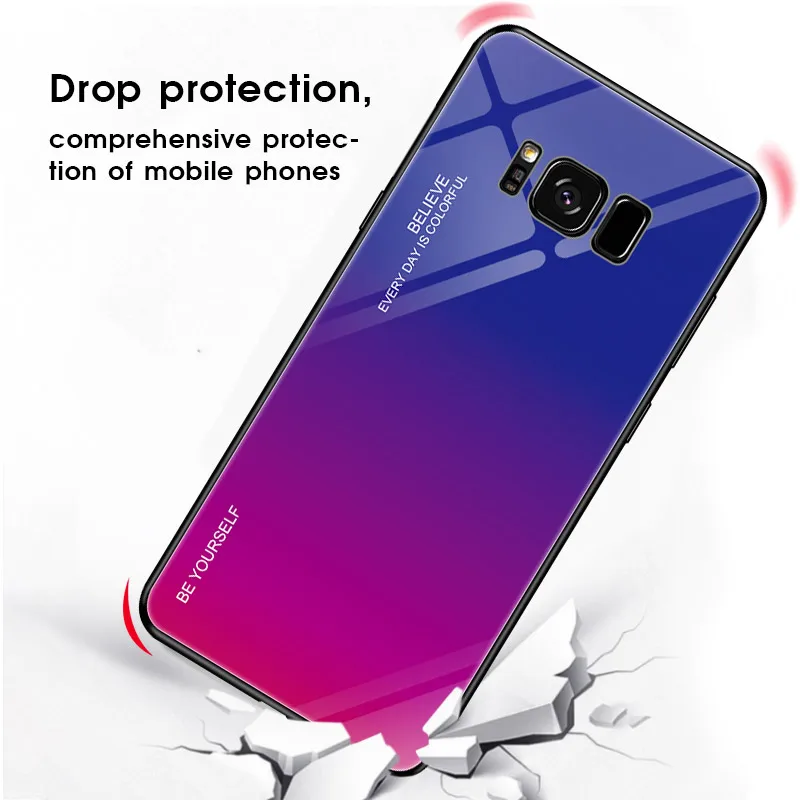 Градиентный чехол из закаленного стекла для телефона Samsung Galaxy S8 Plus Samsun S8Plus 8 G950F
