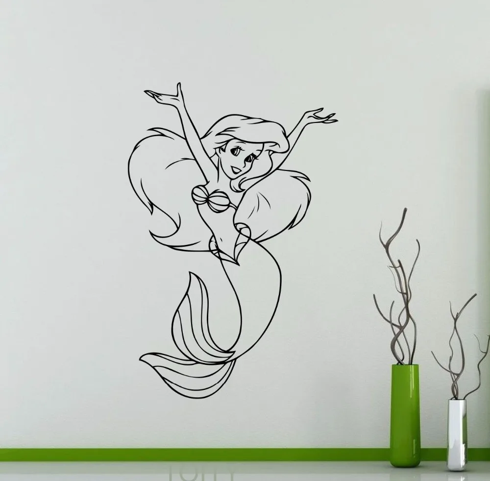 Ариэль Русалочка Наклейка на стену маленькая принцесса мультфильм виниловая