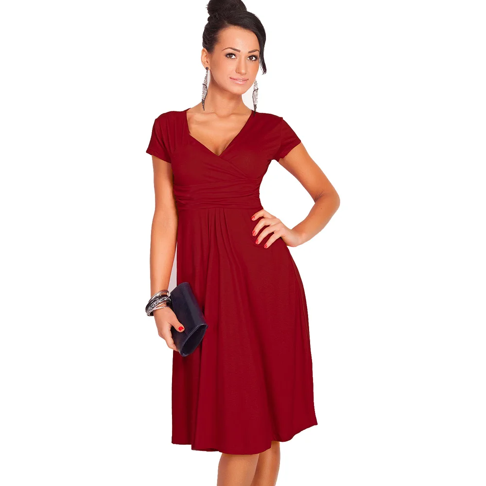 Женское платье с V образным вырезом коротким рукавом|dress size|fashion women dresswomen dress |