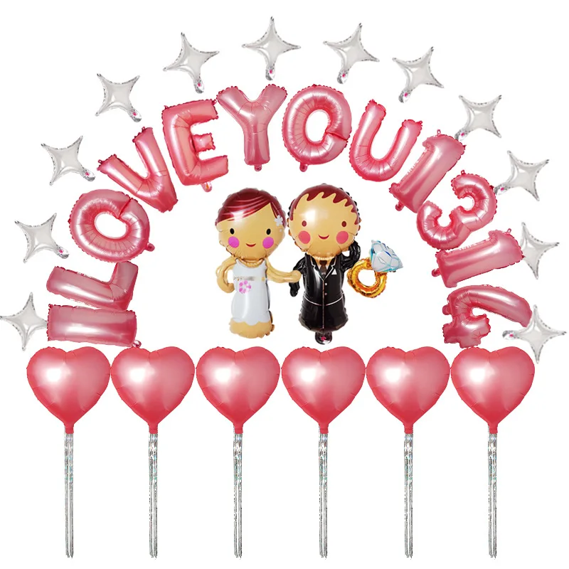 Aluminum Foil Balloon Wedding Engagement Propose Marriage Valentine's Day Room Background Wall Decoration Balloons | Дом и сад