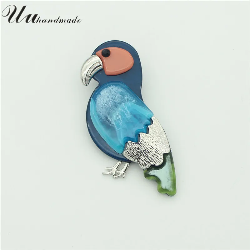 Модные броши из цинкового сплава с цветными акриловыми булавками в виде птиц и