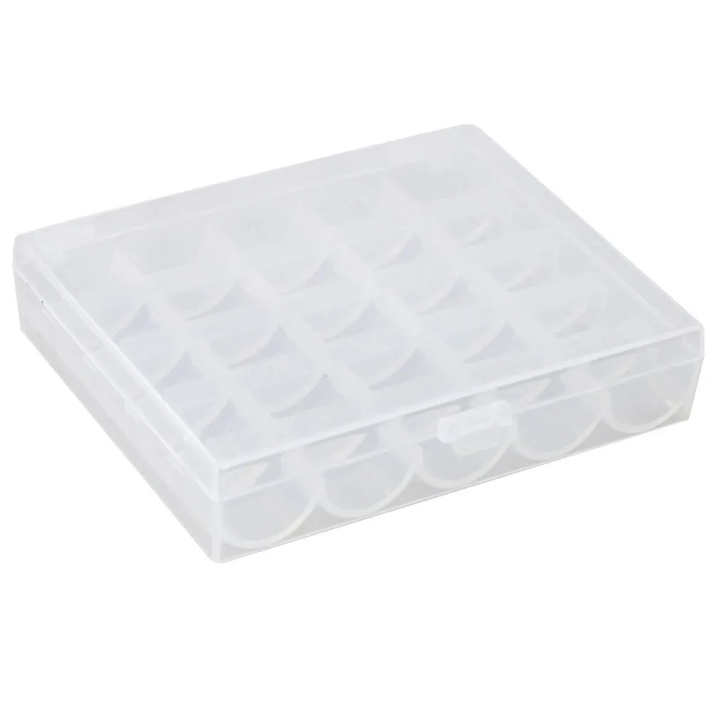 High Quality Clear Plastic 25 Single Bobbin Sewing Machine Spools With Thread Storage Box For Home Accessory Tool | Дом и сад