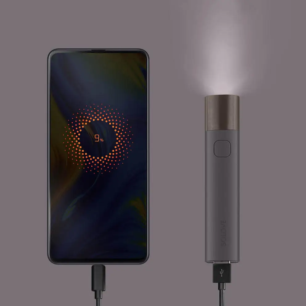SOLOVE 3000 мА/ч Мощность банк USB Перезаряжаемые Яркость EDC фонарик для езды на