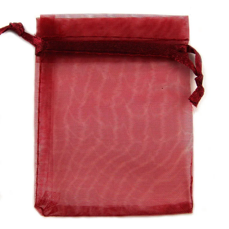 

100 шт. винно-красные сумки из органзы, свадебные украшения, сумки для упаковки ювелирных изделий, конфет, сумки и мешочки из органзы