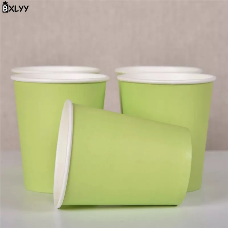 light green BXLYY Цветные Одноразовые Стаканчики ручной работы бумажные стаканчики для детского сада DIY материалы ручной работы бытовые кофейные чашки кухонные принадлежности. 7z - Цвет: light green