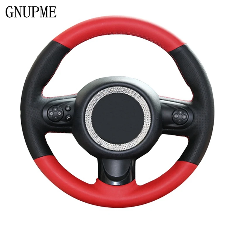 GNUPME DIY натуральная кожа рука сшитый черный рулевого колеса автомобиля крышки для