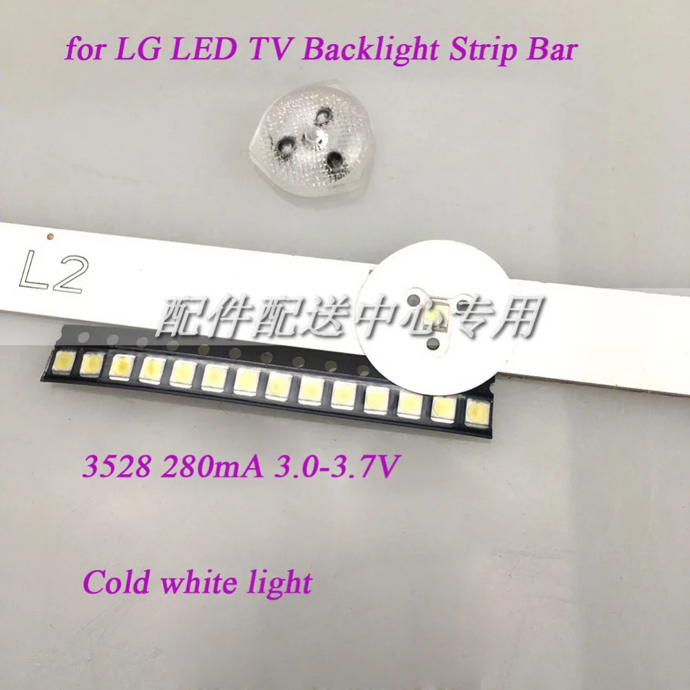 100 шт. x 3528 Colde белый свет LED диод для LG Tv светодиодные полосы объектива 2835 3 0 7 V 280MA 1W