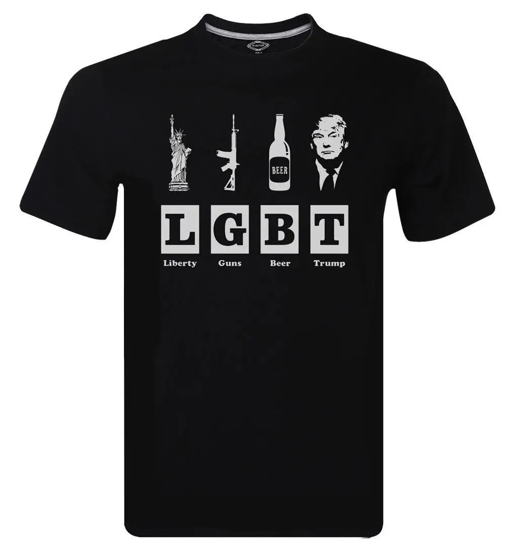 LGBT Liberty guns Beer Trump USA Мужская черная футболка Размер s m l xl 2XL крутая Повседневная для