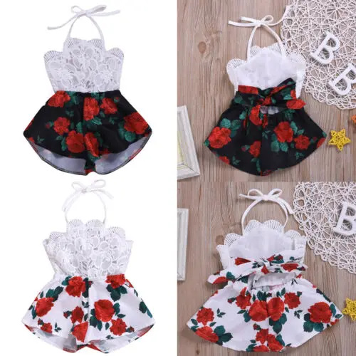 Модный кружевной комбинезон без рукавов для маленьких девочек наряд одежда