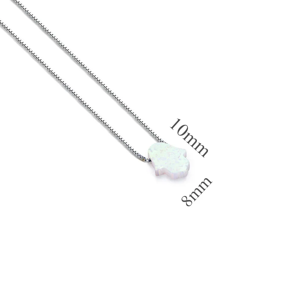 White 8x10 Box Chain Kaletine опал Цепочки и ожерелья 925 Серебро Шарм Синтетическая Хамса рука Фатимы натуральная колье кулон для женщины ювелирные изделия - Окраска металла: White 8x10 Box Chain