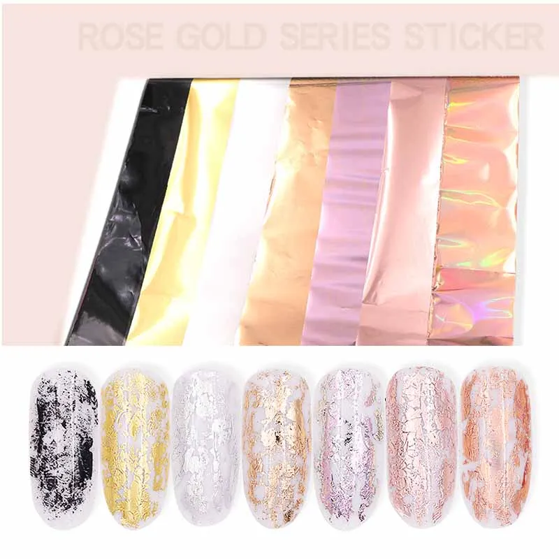 4*7 см матовый розовое золото лазерный лак для ногтей Переводные фольга Советы