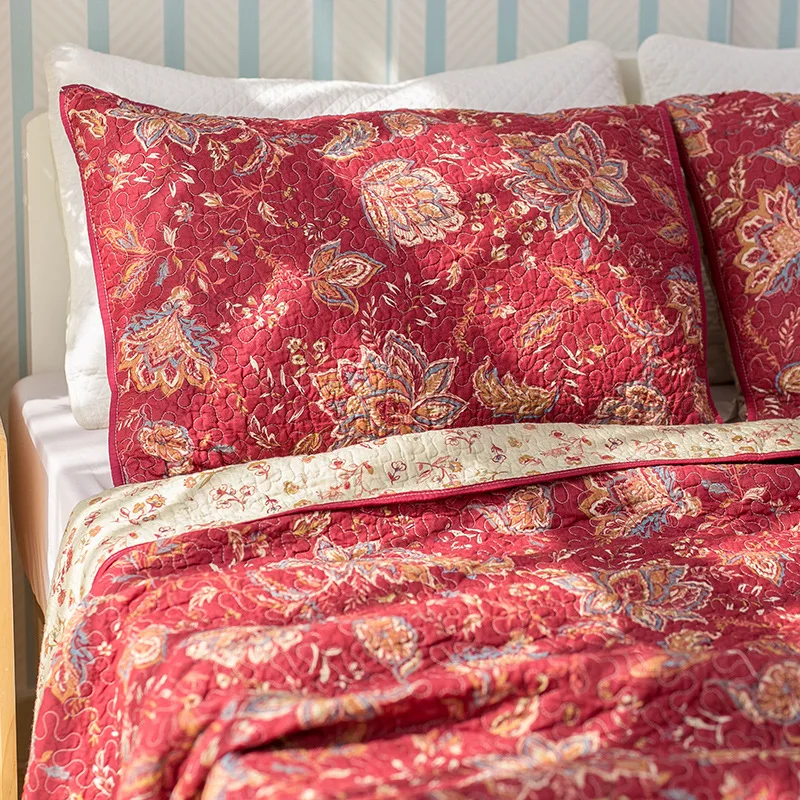 Комплект хлопкового одеяла CHAUSUB винтажный комплект из 3 предметов покрывало на