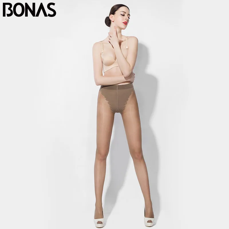 BONAS, женское бикини 15D, с бабочкой, промежность, колготки, сексуальные, дышащие, колготки для девушек, летние, нейлоновые колготки, женские чулки, женские - Цвет: Brown